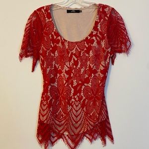 Womens medium BKE Boutique lace blouse with back peekaboo